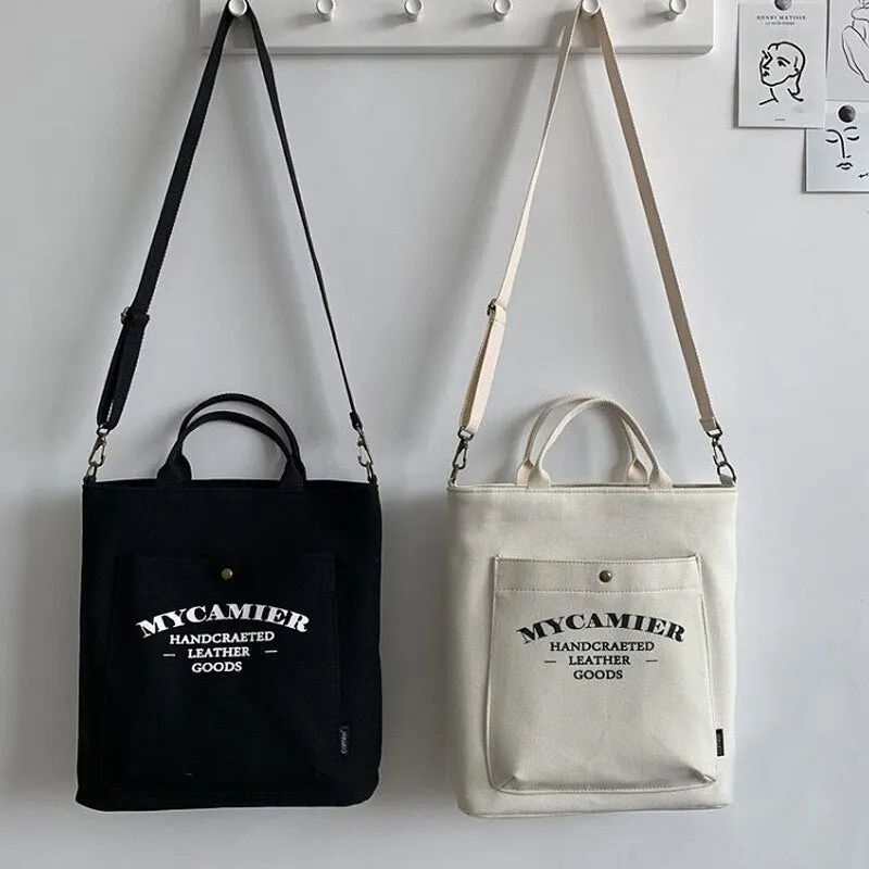 Canvas Laptop Bags for Women Large Capacity Ladies Shoulder Bag Student College School Girls Tote Handbag Study Shopper Japanese
