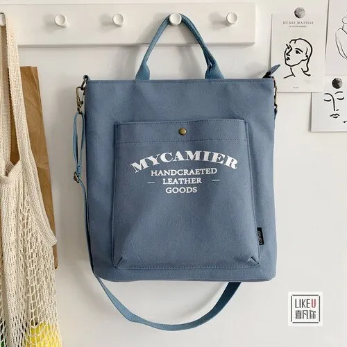 Canvas Laptop Bags for Women Large Capacity Ladies Shoulder Bag Student College School Girls Tote Handbag Study Shopper Japanese