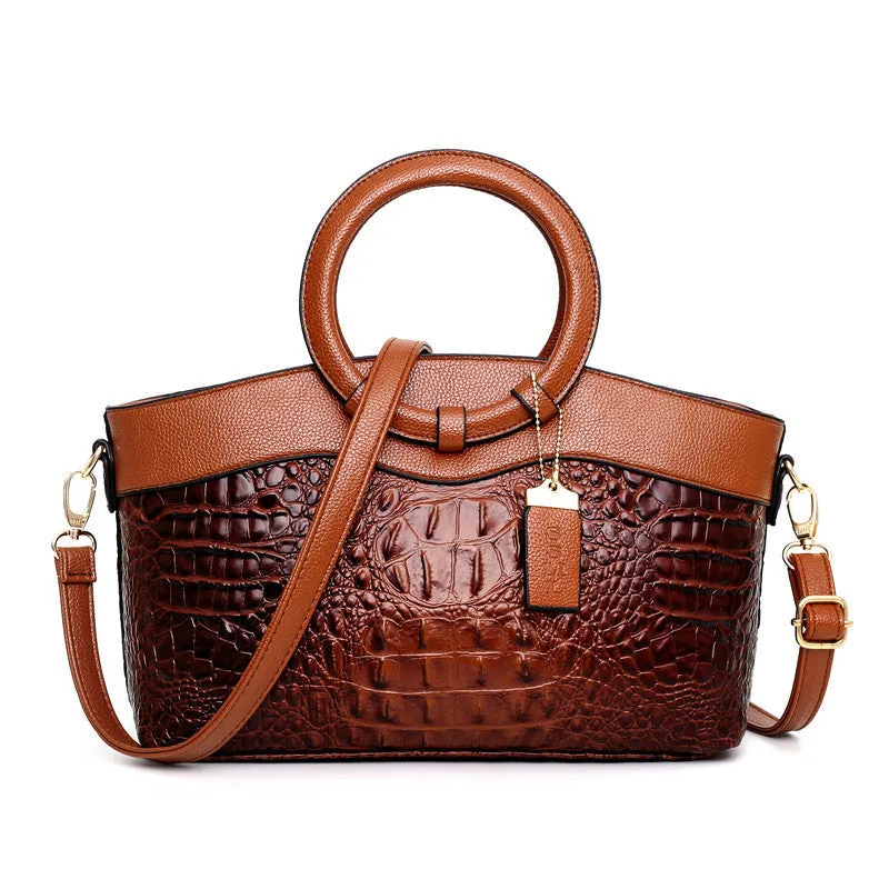 Genuine Leather Retro Colorful Crocodile Prints Luxury Designer Bags