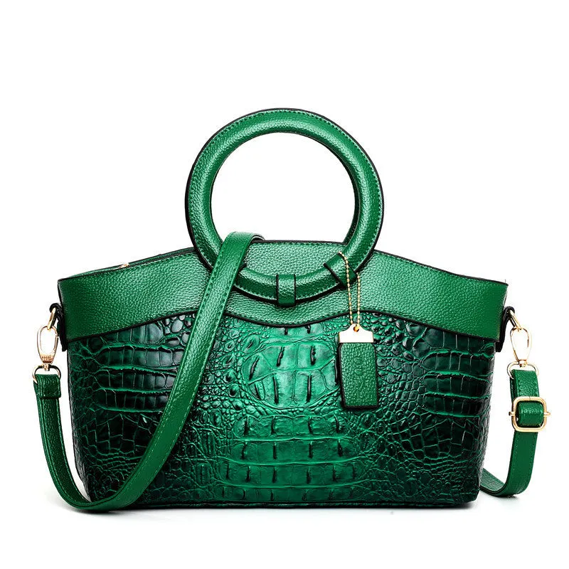 Genuine Leather Retro Colorful Crocodile Prints Luxury Designer Bags