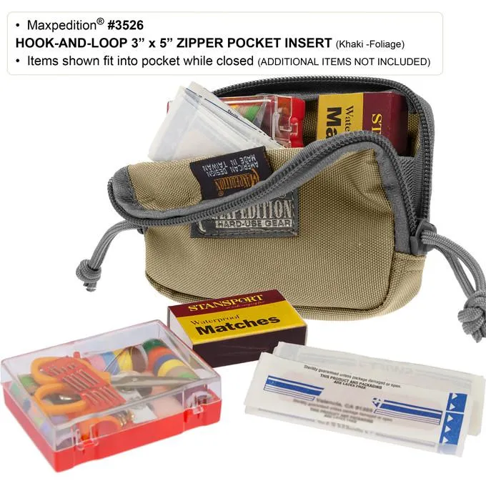 Hook & Loop 3" x 5" Zipper Pocket