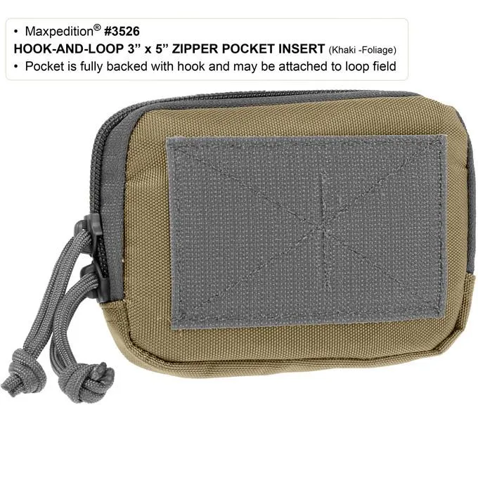 Hook & Loop 3" x 5" Zipper Pocket