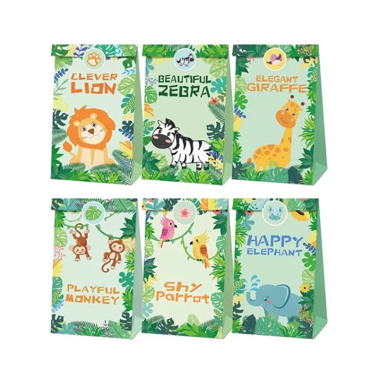 Paper Party Bag | Jungle Animal | 12 Pcs