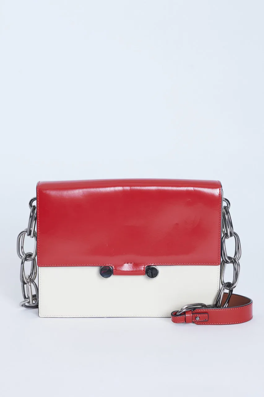 Red And Cream Leather Caddy Preowned Shoulder Bag