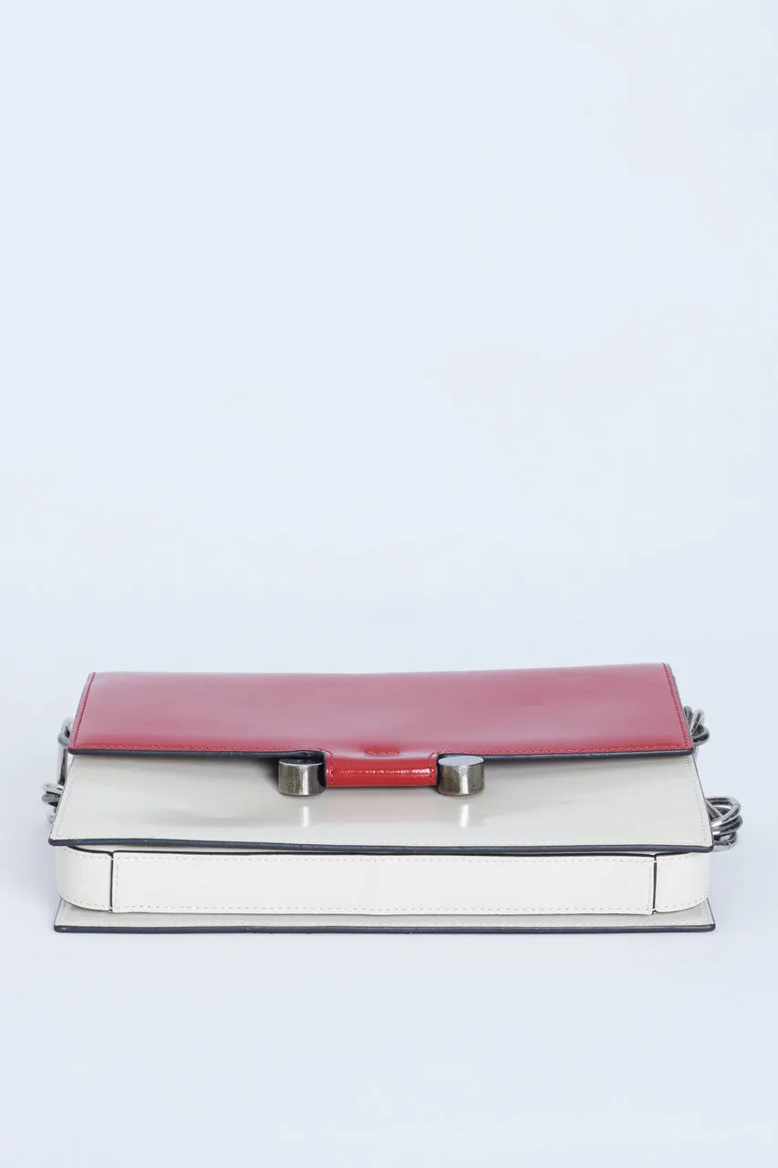 Red And Cream Leather Caddy Preowned Shoulder Bag
