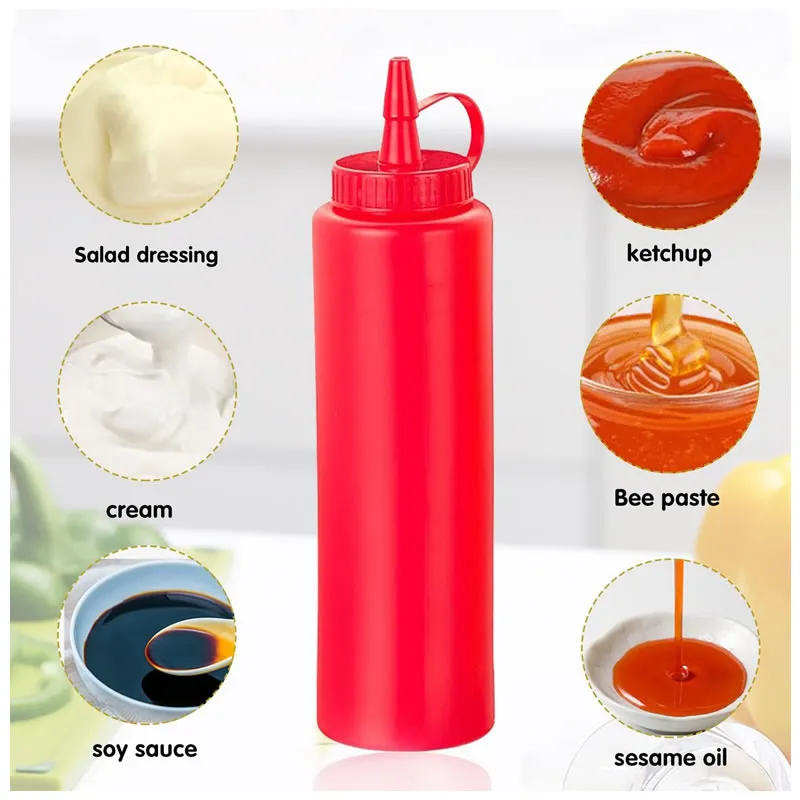 Set Of 3 Colors 400Ml Reusable Souce Bottles Ap-9417