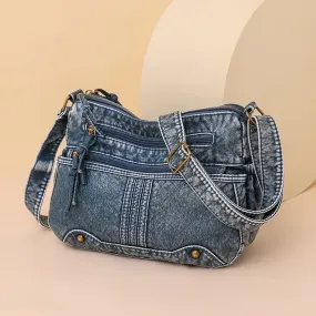 Uniwim Imitation Denim Waterproof Fabric Versatile Shoulder Bags Zipper Women's Crossbody Bags on Sale 2024 High Quality Large Capacity