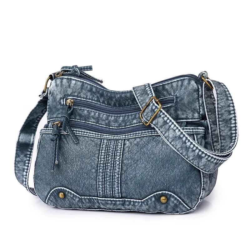 Uniwim Imitation Denim Waterproof Fabric Versatile Shoulder Bags Zipper Women's Crossbody Bags on Sale 2024 High Quality Large Capacity